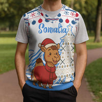 Somalia Christmas Knitted V-Neck Vest with Santa on Camel Christmas Tree Ornaments Candy Canes and Snowflake - Wonder Print Shop