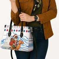 Somalia Christmas Leather Bag with Santa on Camel Christmas Tree Ornaments Candy Canes and Snowflake - Wonder Print Shop