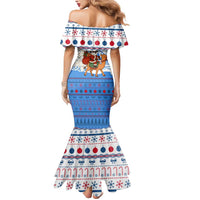 Somalia Christmas Mermaid Dress with Santa on Camel Christmas Tree Ornaments Candy Canes and Snowflake - Wonder Print Shop