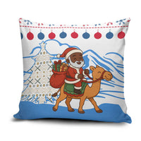 Somalia Christmas Pillow Cover with Santa on Camel Christmas Tree Ornaments Candy Canes and Snowflake - Wonder Print Shop