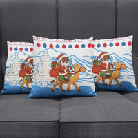 Somalia Christmas Pillow Cover with Santa on Camel Christmas Tree Ornaments Candy Canes and Snowflake - Wonder Print Shop