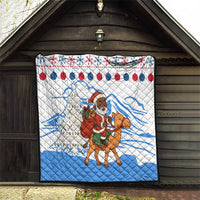 Somalia Christmas Quilt with Santa on Camel Christmas Tree Ornaments Candy Canes and Snowflake - Wonder Print Shop