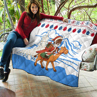 Somalia Christmas Quilt with Santa on Camel Christmas Tree Ornaments Candy Canes and Snowflake - Wonder Print Shop