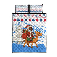 Somalia Christmas Quilt Bed Set with Santa on Camel Christmas Tree Ornaments Candy Canes and Snowflake - Wonder Print Shop