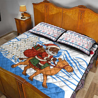 Somalia Christmas Quilt Bed Set with Santa on Camel Christmas Tree Ornaments Candy Canes and Snowflake - Wonder Print Shop