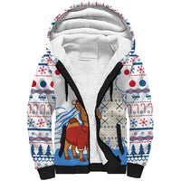 Somalia Christmas Sherpa Hoodie with Santa on Camel Christmas Tree Ornaments Candy Canes and Snowflake - Wonder Print Shop