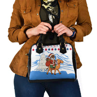 Somalia Christmas Shoulder Handbag with Santa on Camel Christmas Tree Ornaments Candy Canes and Snowflake - Wonder Print Shop