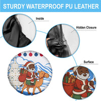 Somalia Christmas Spare Tire Cover with Santa on Camel Christmas Tree Ornaments Candy Canes and Snowflake - Wonder Print Shop