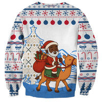 Somalia Christmas Sweatshirt with Santa on Camel Christmas Tree Ornaments Candy Canes and Snowflake - Wonder Print Shop