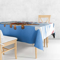 Somalia Christmas Tablecloth with Santa on Camel Christmas Tree Ornaments Candy Canes and Snowflake - Wonder Print Shop