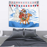 Somalia Christmas Tapestry with Santa on Camel Christmas Tree Ornaments Candy Canes and Snowflake - Wonder Print Shop