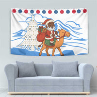 Somalia Christmas Tapestry with Santa on Camel Christmas Tree Ornaments Candy Canes and Snowflake - Wonder Print Shop