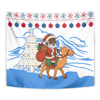 Somalia Christmas Tapestry with Santa on Camel Christmas Tree Ornaments Candy Canes and Snowflake - Wonder Print Shop