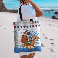 Somalia Christmas Tote Bag with Santa on Camel Christmas Tree Ornaments Candy Canes and Snowflake - Wonder Print Shop