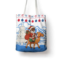 Somalia Christmas Tote Bag with Santa on Camel Christmas Tree Ornaments Candy Canes and Snowflake - Wonder Print Shop