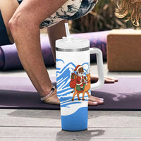 Somalia Christmas Tumbler With Handle with Santa on Camel Christmas Tree Ornaments Candy Canes and Snowflake - Wonder Print Shop