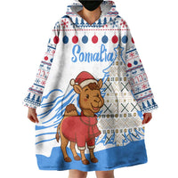 Somalia Christmas Wearable Blanket Hoodie with Santa on Camel Christmas Tree Ornaments Candy Canes and Snowflake - Wonder Print Shop
