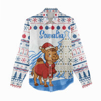 Somalia Christmas Women Casual Shirt with Santa on Camel Christmas Tree Ornaments Candy Canes and Snowflake - Wonder Print Shop