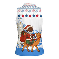 Somalia Christmas Women Sleeveless Polo Shirt with Santa on Camel Christmas Tree Ornaments Candy Canes and Snowflake - Wonder Print Shop