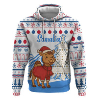 Somalia Christmas Zip Hoodie with Santa on Camel Christmas Tree Ornaments Candy Canes and Snowflake - Wonder Print Shop