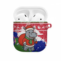 Gambia Christmas AirPods Case with Santa Hippo National Coat of Arms Snowflakes and Festive Holiday - Wonder Print Shop