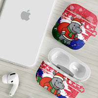 Gambia Christmas AirPods Case with Santa Hippo National Coat of Arms Snowflakes and Festive Holiday - Wonder Print Shop