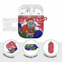 Gambia Christmas AirPods Case with Santa Hippo National Coat of Arms Snowflakes and Festive Holiday - Wonder Print Shop