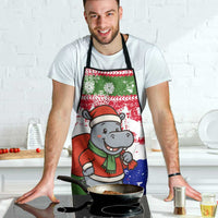 Gambia Christmas Apron with Santa Hippo National Coat of Arms Snowflakes and Festive Holiday - Wonder Print Shop