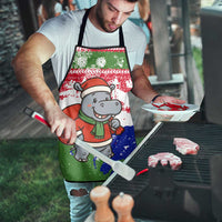 Gambia Christmas Apron with Santa Hippo National Coat of Arms Snowflakes and Festive Holiday - Wonder Print Shop