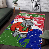 Gambia Christmas Area Rug with Santa Hippo National Coat of Arms Snowflakes and Festive Holiday - Wonder Print Shop