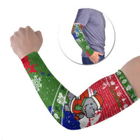Gambia Christmas Arm Sleeves with Santa Hippo National Coat of Arms Snowflakes and Festive Holiday - Wonder Print Shop
