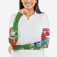 Gambia Christmas Arm Sleeves with Santa Hippo National Coat of Arms Snowflakes and Festive Holiday - Wonder Print Shop