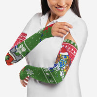 Gambia Christmas Arm Sleeves with Santa Hippo National Coat of Arms Snowflakes and Festive Holiday - Wonder Print Shop