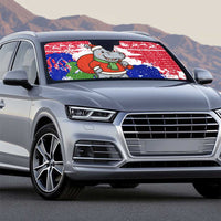 Gambia Christmas Auto Sun Shade with Santa Hippo National Coat of Arms Snowflakes and Festive Holiday - Wonder Print Shop