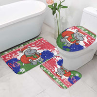 Gambia Christmas Bathroom Set with Santa Hippo National Coat of Arms Snowflakes and Festive Holiday - Wonder Print Shop