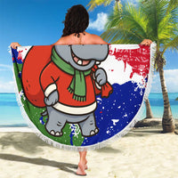 Gambia Christmas Beach Blanket with Santa Hippo National Coat of Arms Snowflakes and Festive Holiday - Wonder Print Shop