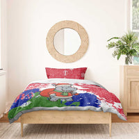 Gambia Christmas Bedding Set with Santa Hippo National Coat of Arms Snowflakes and Festive Holiday - Wonder Print Shop