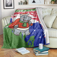 Gambia Christmas Blanket with Santa Hippo National Coat of Arms Snowflakes and Festive Holiday - Wonder Print Shop
