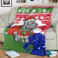 Gambia Christmas Blanket with Santa Hippo National Coat of Arms Snowflakes and Festive Holiday - Wonder Print Shop