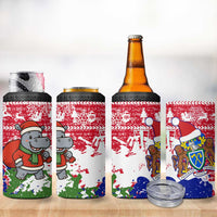 Gambia Christmas 4 in 1 Can Cooler Tumbler with Santa Hippo National Coat of Arms Snowflakes and Festive Holiday - Wonder Print Shop