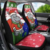 Gambia Christmas Car Seat Cover with Santa Hippo National Coat of Arms Snowflakes and Festive Holiday - Wonder Print Shop