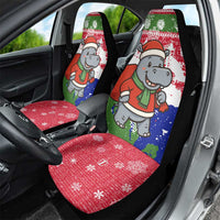 Gambia Christmas Car Seat Cover with Santa Hippo National Coat of Arms Snowflakes and Festive Holiday - Wonder Print Shop