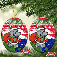 Gambia Christmas Ceramic Ornament with Santa Hippo National Coat of Arms Snowflakes and Festive Holiday - Wonder Print Shop