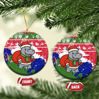 Gambia Christmas Ceramic Ornament with Santa Hippo National Coat of Arms Snowflakes and Festive Holiday - Wonder Print Shop