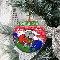 Gambia Christmas Ceramic Ornament with Santa Hippo National Coat of Arms Snowflakes and Festive Holiday - Wonder Print Shop