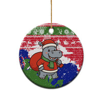 Gambia Christmas Ceramic Ornament with Santa Hippo National Coat of Arms Snowflakes and Festive Holiday - Wonder Print Shop