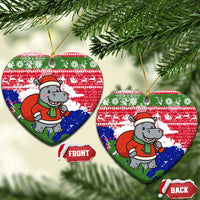 Gambia Christmas Ceramic Ornament with Santa Hippo National Coat of Arms Snowflakes and Festive Holiday - Wonder Print Shop