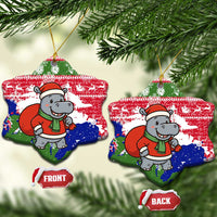 Gambia Christmas Ceramic Ornament with Santa Hippo National Coat of Arms Snowflakes and Festive Holiday - Wonder Print Shop