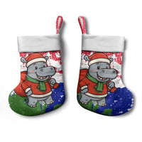 Gambia Christmas Stocking with Santa Hippo National Coat of Arms Snowflakes and Festive Holiday - Wonder Print Shop