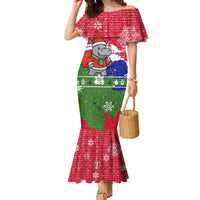 Gambia Christmas Family Matching Mermaid Dress and Hawaiian Shirt with Santa Hippo National Coat of Arms Snowflakes and Festive Holiday - Wonder Print Shop